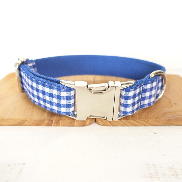 Blue Plaid Dog Collar