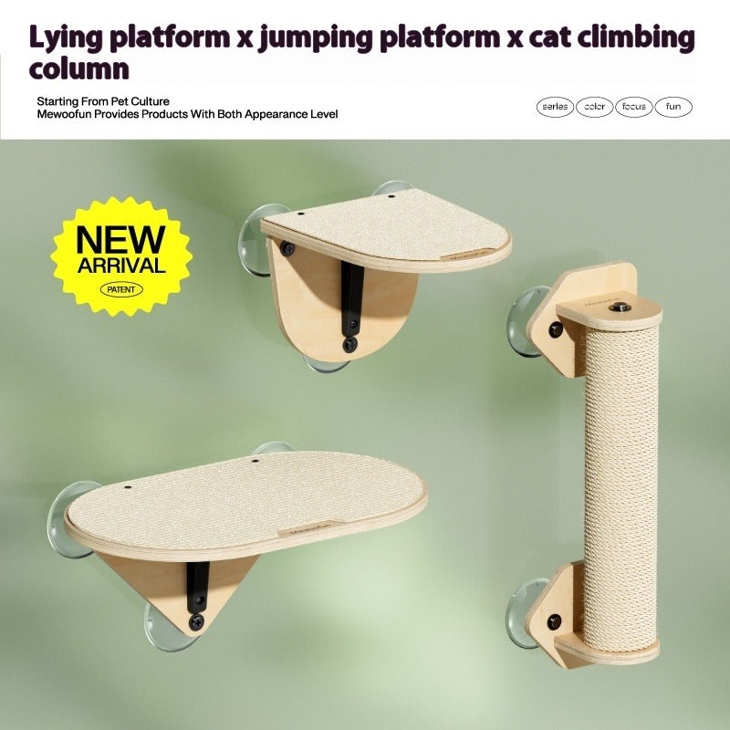 Cat Wall Mounted Scratch Tree with Hammock and Perch