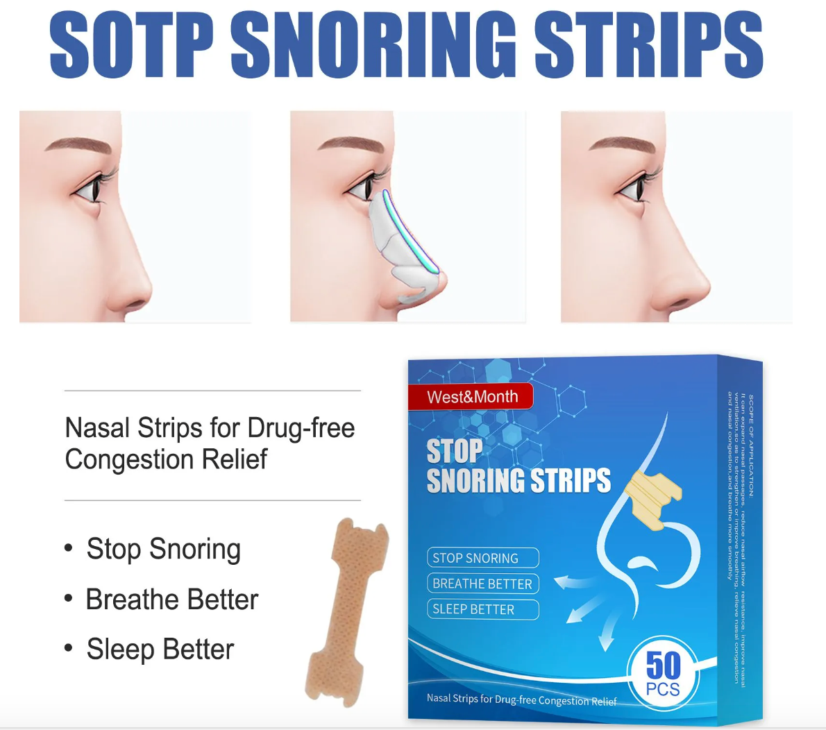 West&Month Anti-Snoring Nasal Strips