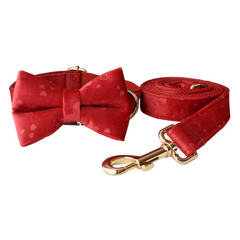 Red Heart Velvet Dog Bow with Loop Knot