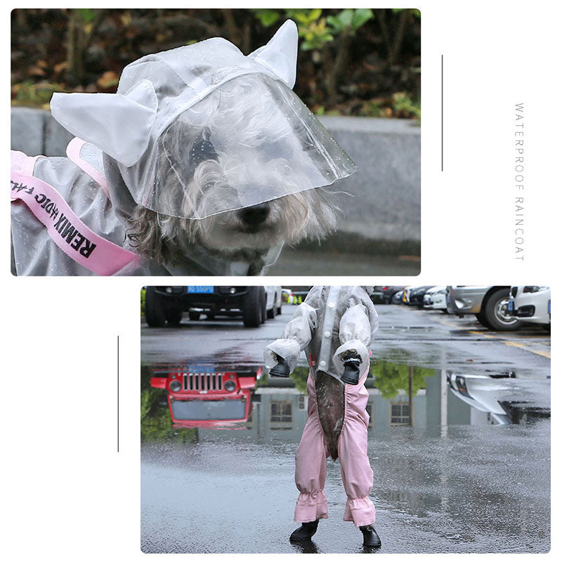 Waterproof Raincoat for Dogs with Cute Horns and Pants