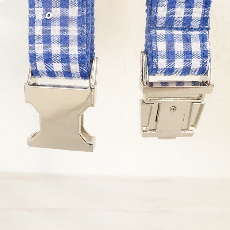 Blue Plaid Dog Collar