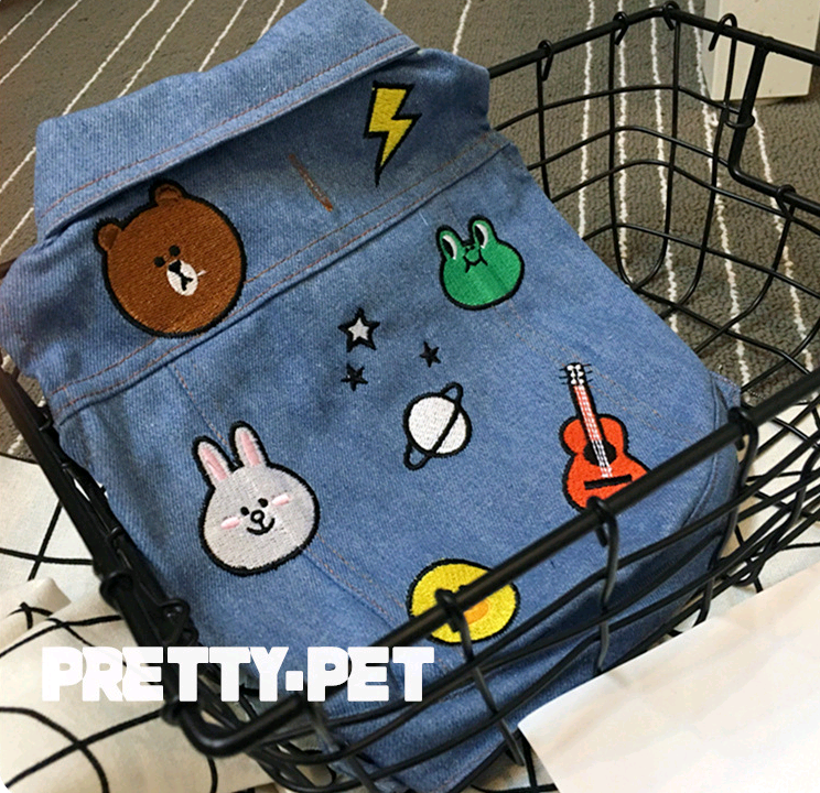 Dog Denim Clothing for Pets - Teddy Bear Vest Shirt