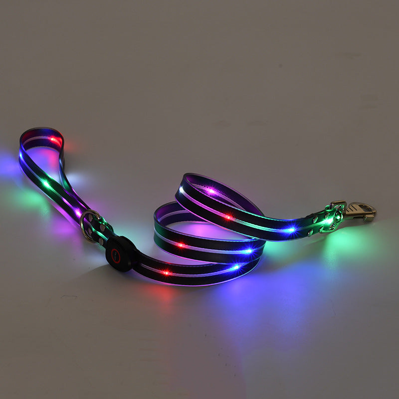 Rechargeable LED Luminous Nylon Pet Collar & Tow Rope