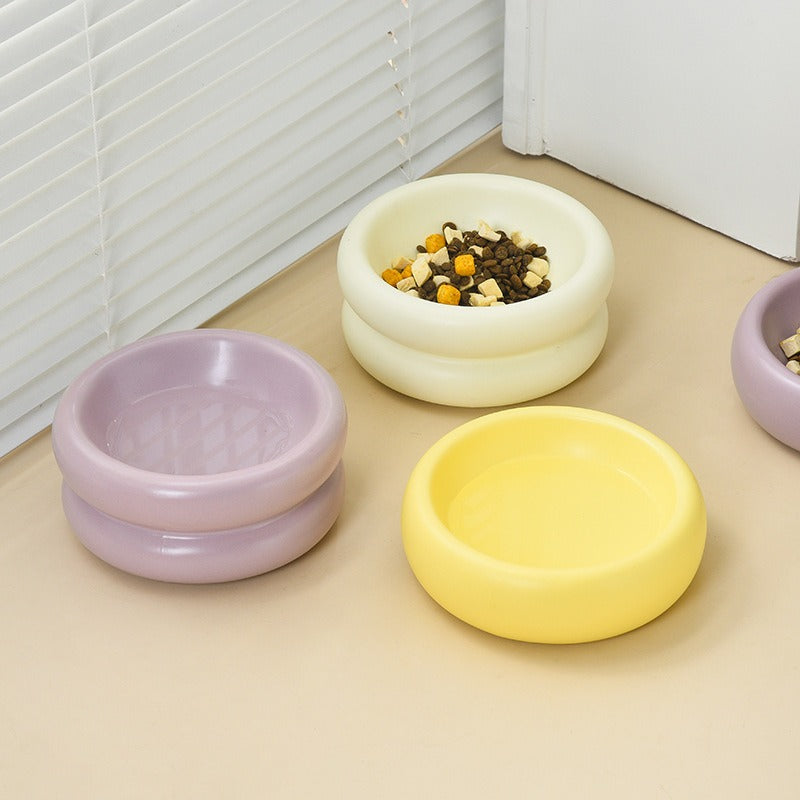 Ceramic Elevated Cat Food Bowl - Wide Mouth