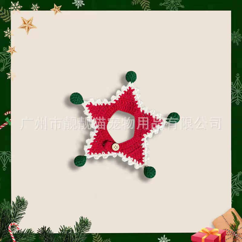 Handmade Christmas Pet Collar with Star Design