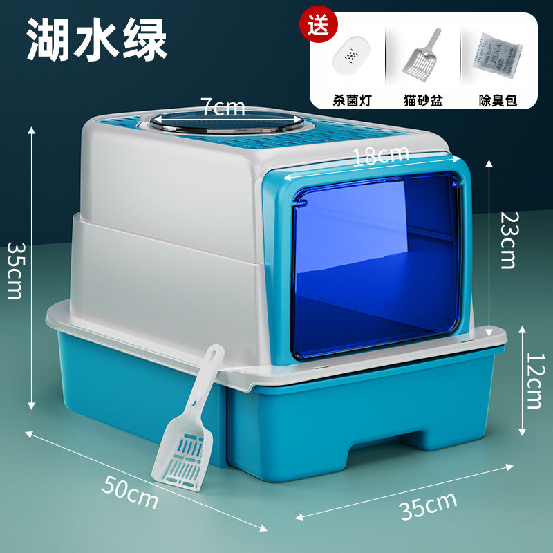 Extra Large Enclosed Cat Litter Box with Drawer System