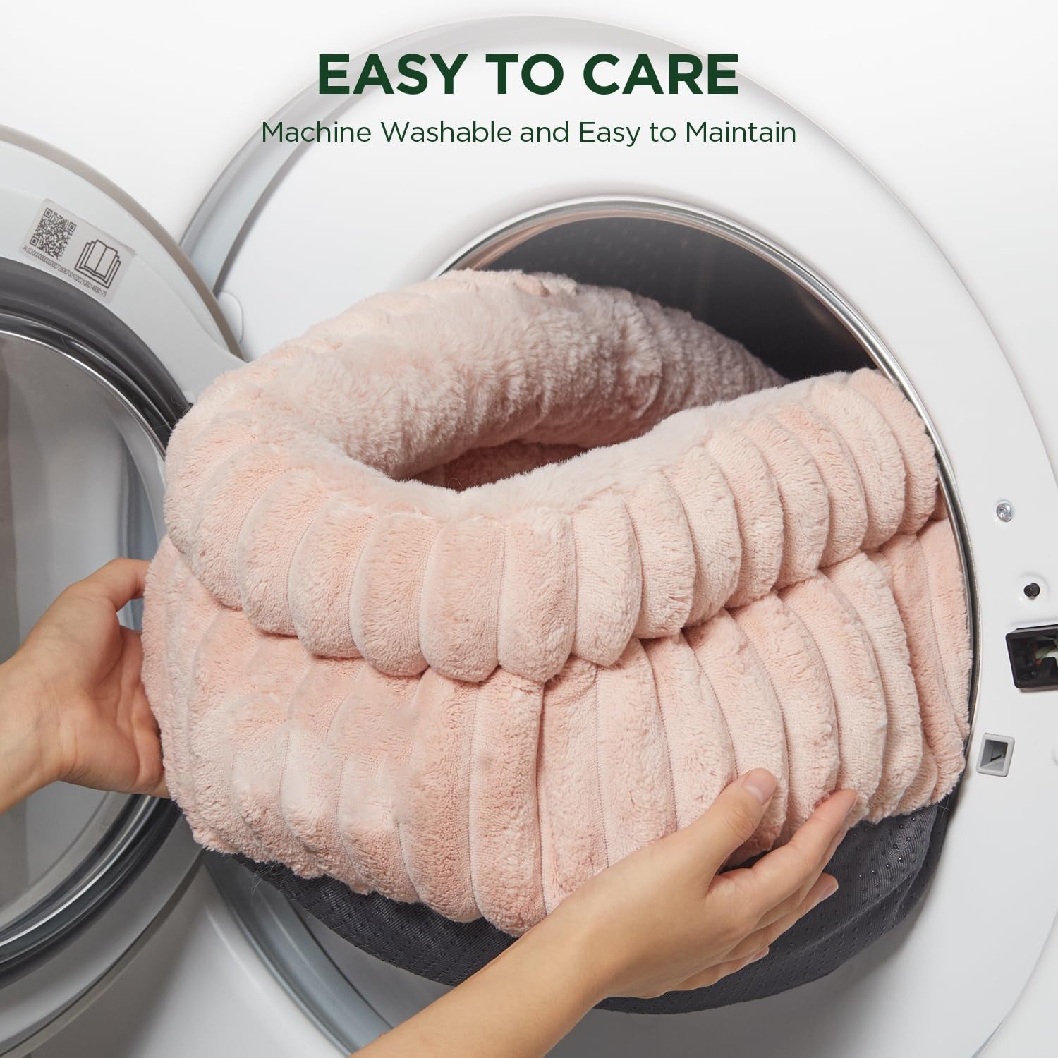Washable Plush Cat Bed with Anti-Slip Bottom