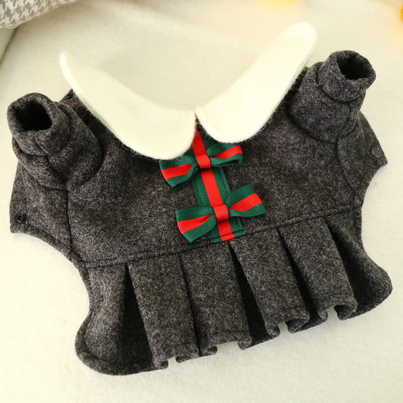 Plaid Wool Skirt with Bow for Dogs