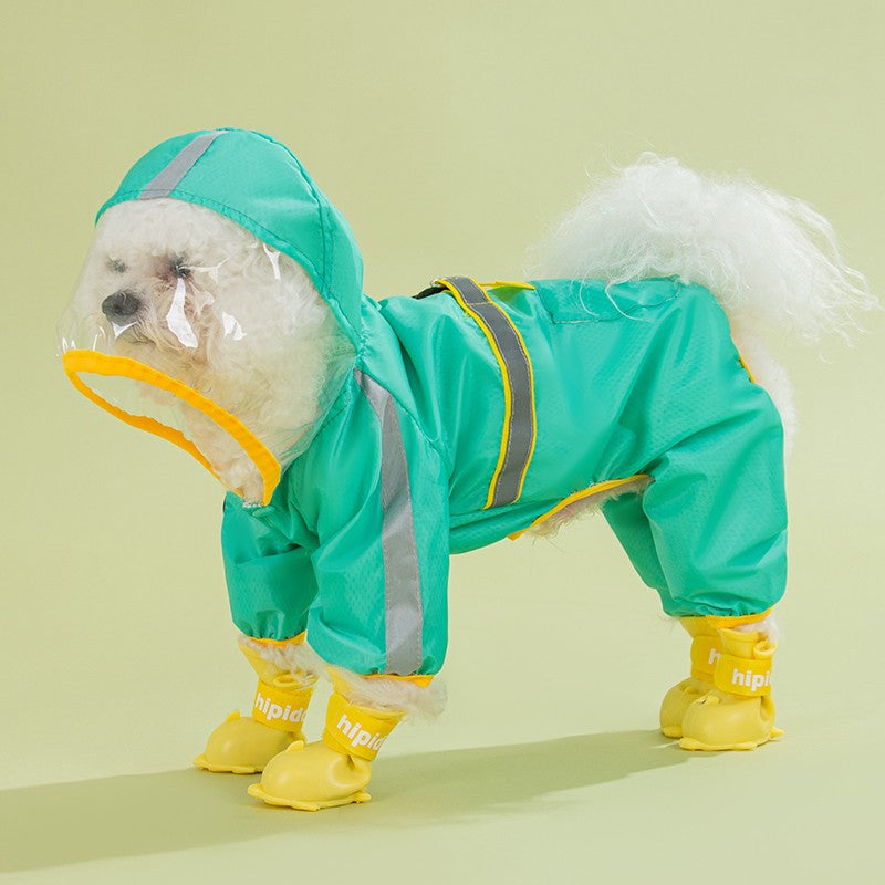 Integrated Chest and Back Raincoat for Dogs