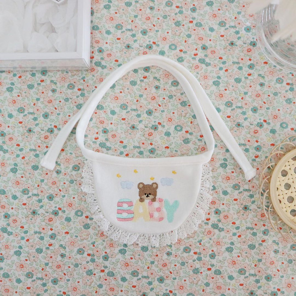 Cute Bear Embroidery Small Bib Towel
