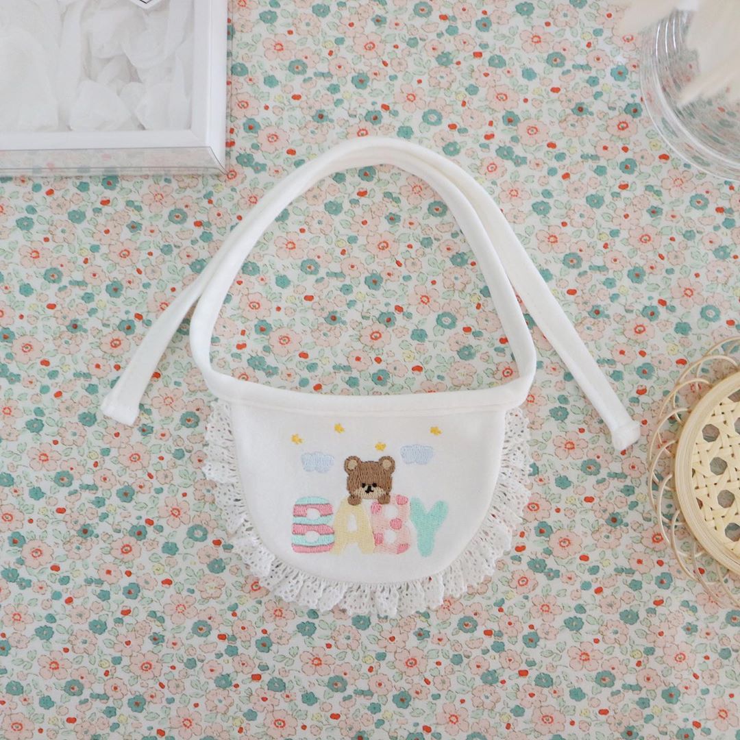 Cute Bear Embroidery Small Bib Towel