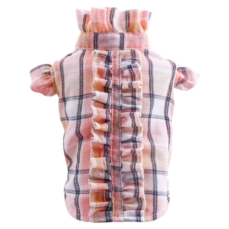 Summer Thin Cat Clothes with Wood Ear Design Shirt