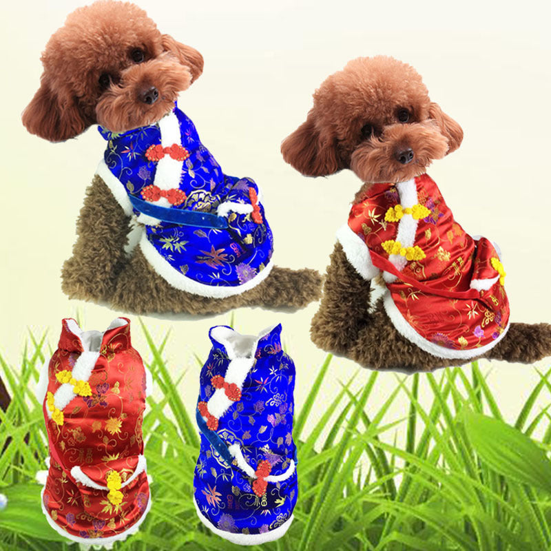 Chinese Style Dog Clothes with Red Envelope Bag Dress
