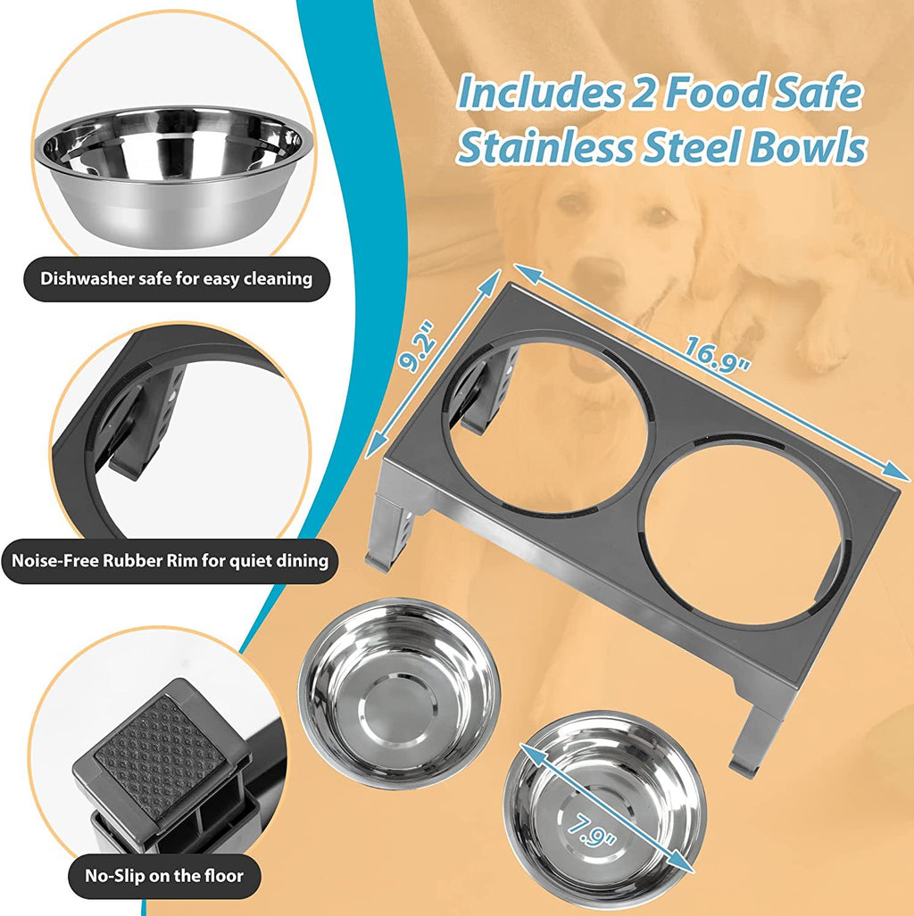 Elevated Slow Feeder Pet Bowl with Stainless Steel (2-in-1)