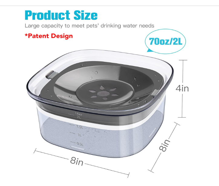 Spill-Proof Slow-Feed Pet Water Bowl (2L & 4L)