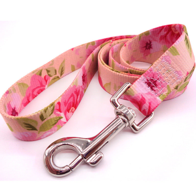 Pastoral Style Pink Floral Print Pet Leash