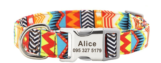 Personalized Nylon Dog Collar with Custom Nameplate Tag