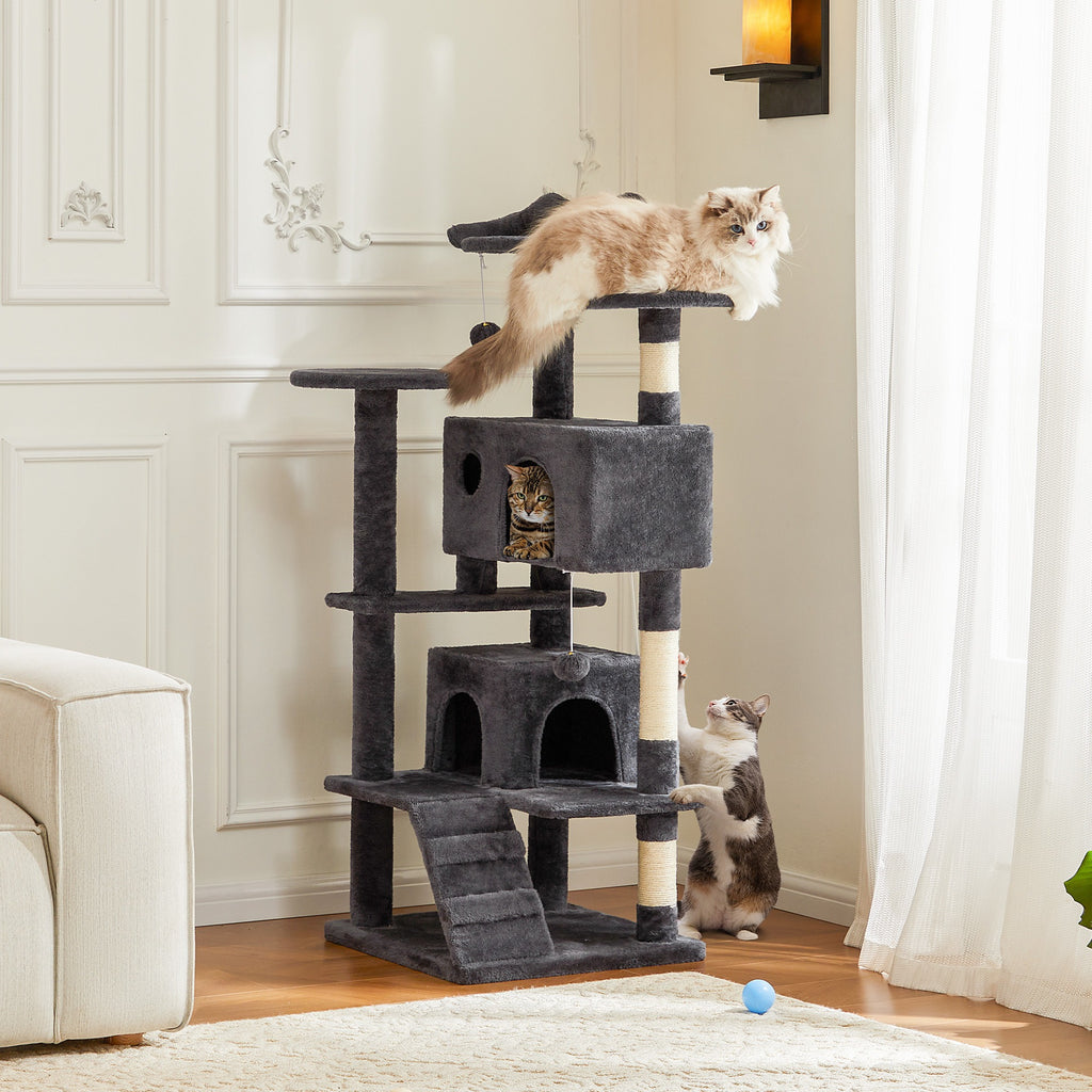 Large Multi-Level Cat Tree Tower with Scratching Post - Grey