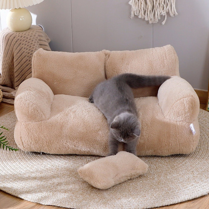 Luxury Cat Bed Sofa - Winter Warm Plush Pet Nest