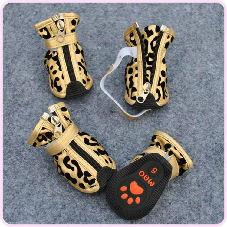 Leopard Print PU Pet Shoes in New Fashion Design