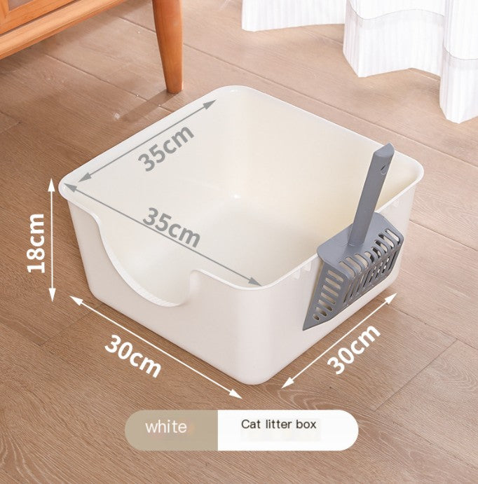 High Cat Litter Box with Square Fence (One Unit)