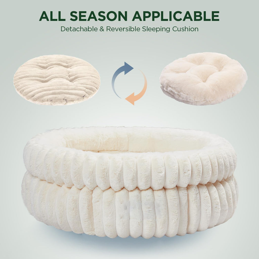 Washable Plush Cat Bed with Anti-Slip Bottom