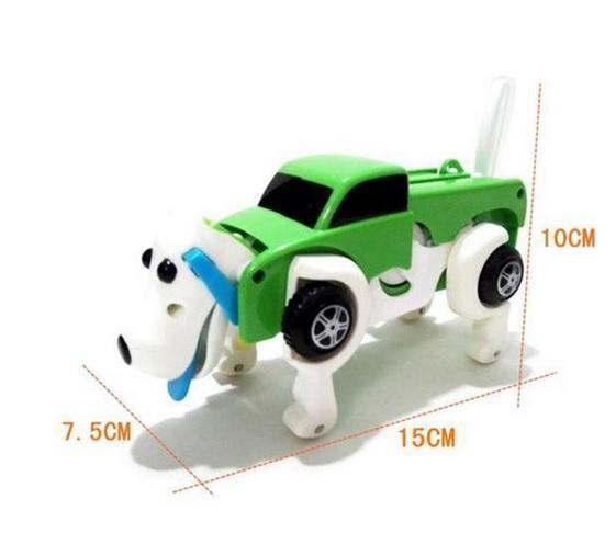 Transforming Wind-Up Dog Toy with Storage Function
