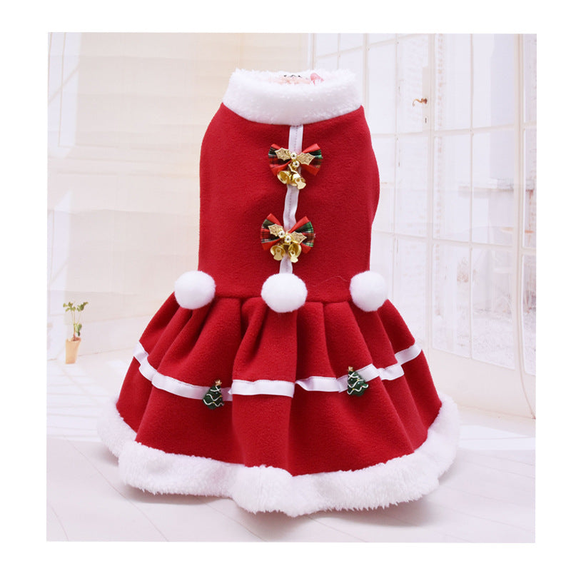 Fashion Pet Clothes Thick Fleece Christmas Skirt