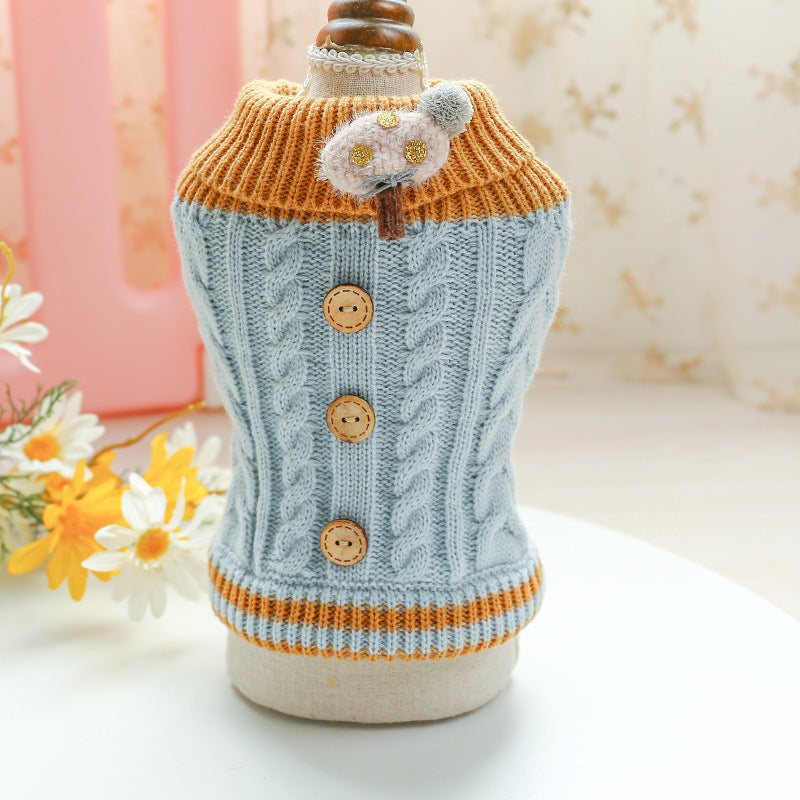 Warm Wooden Bowknot Dog and Cat Clothes