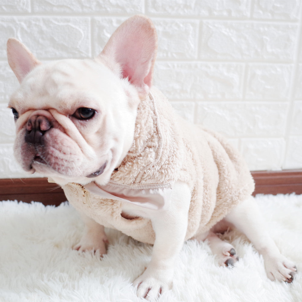 Coral Fleece High Neck Zipper Pet Vest
