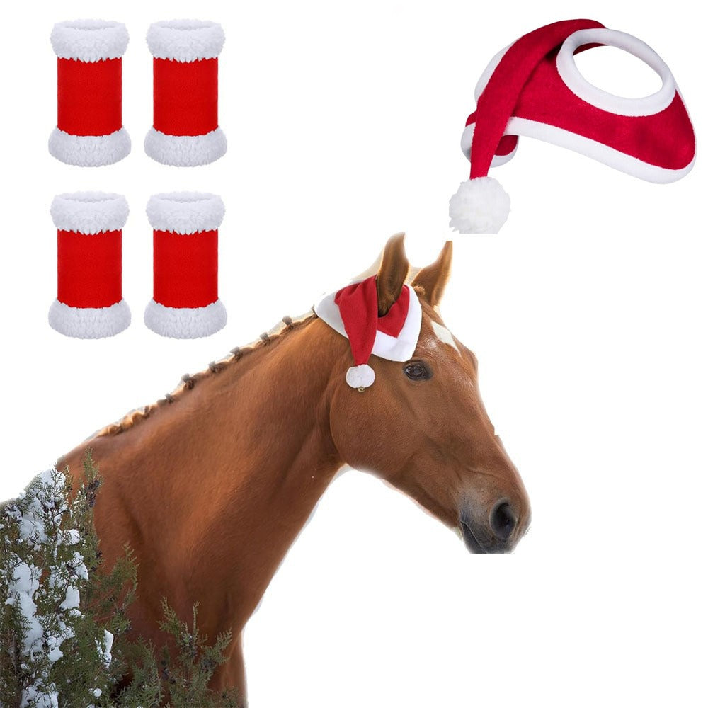 Christmas Horse Hat and Leg Warmer Set
