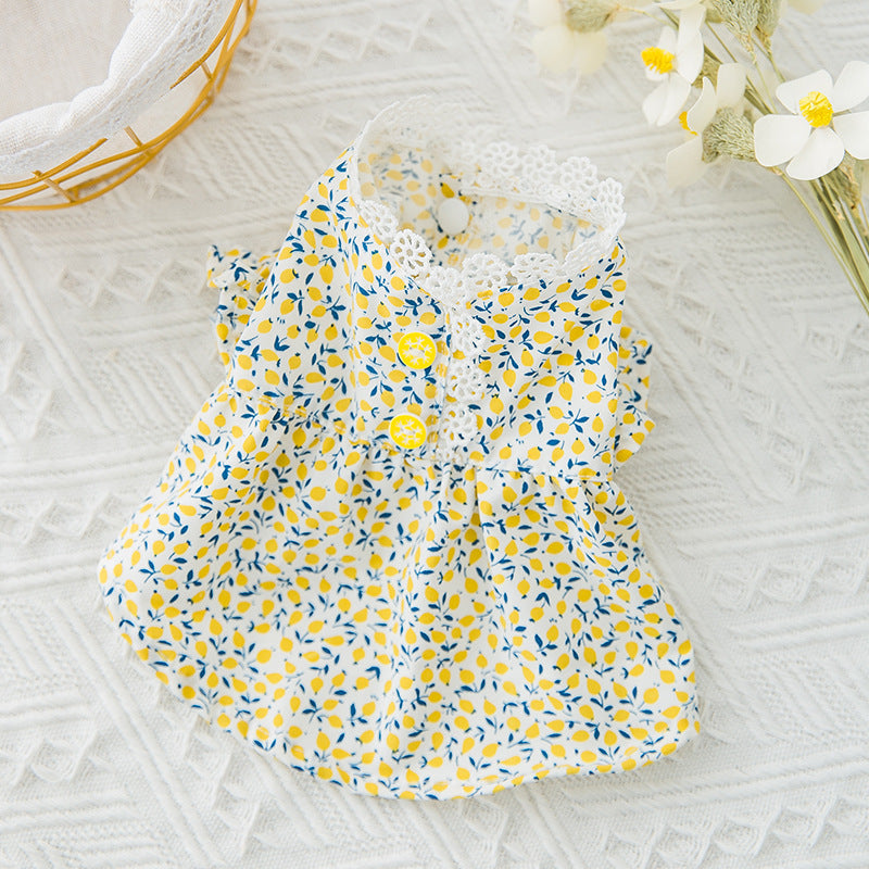 Floral Puff Sleeve Skirt for Small Pets