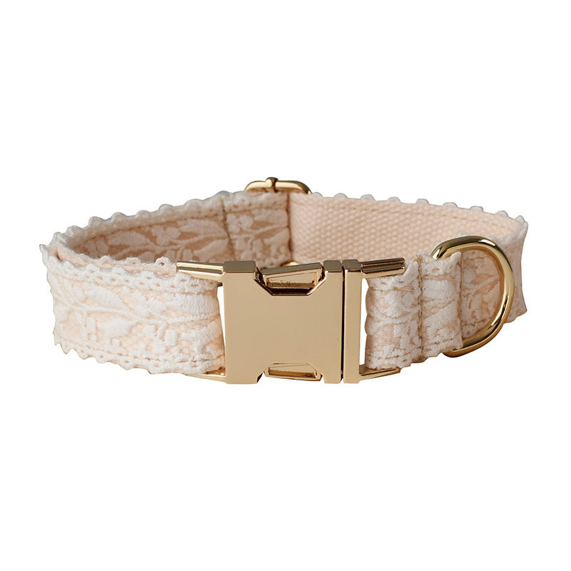 Leaf Lace Pet Collar with Bow and Metal Buckle