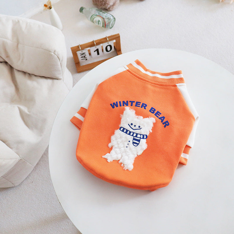 Small Dog Baseball Suit Cardigan Coat for Teddy Bugs