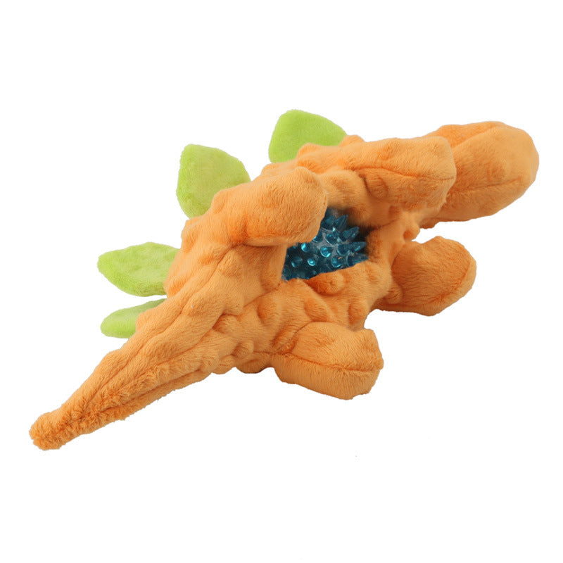 2-in-1 Plush Dinosaur Pet Toy for Dogs