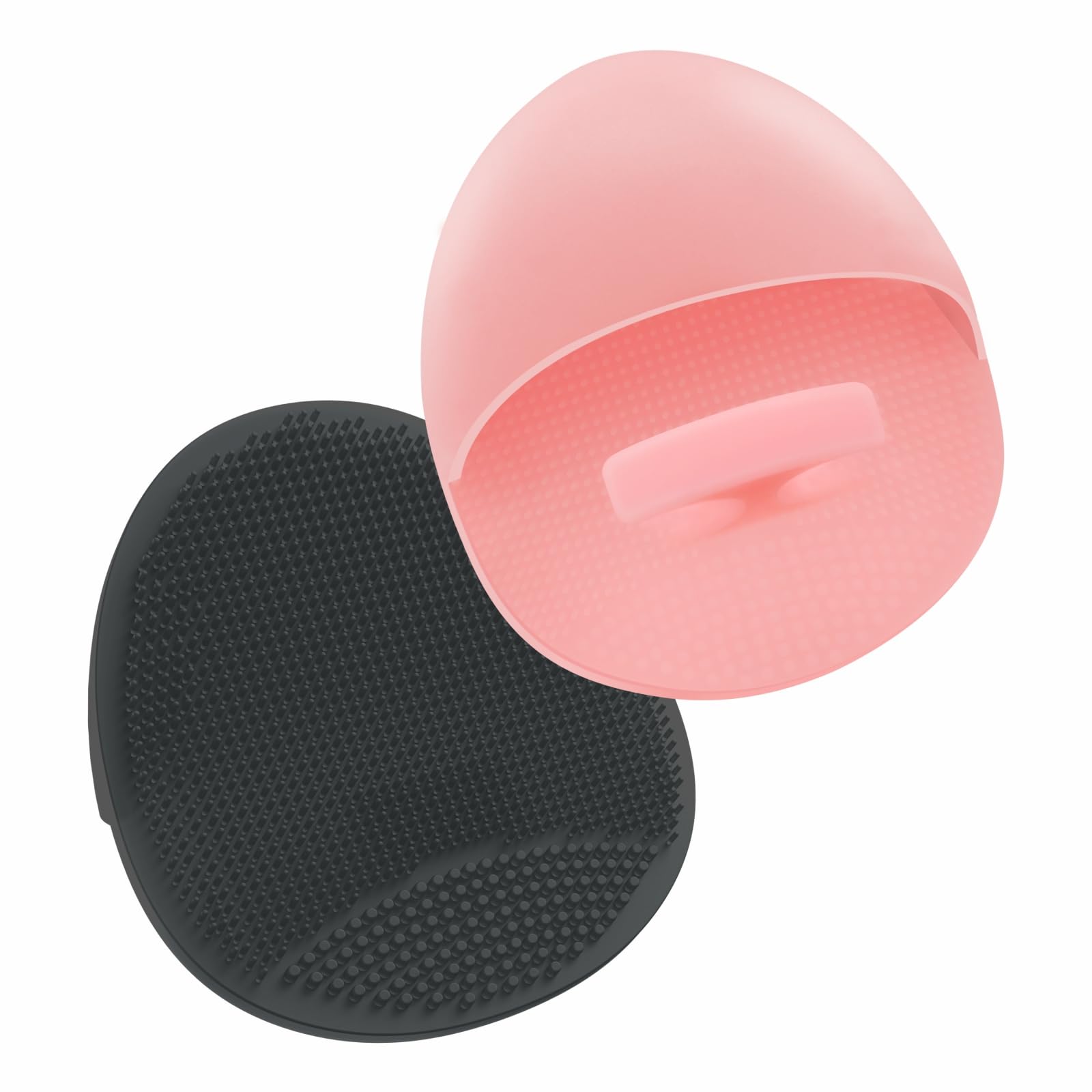 Manmihealth Soft Silicone Face Scrubber Exfoliator 2 PackSilicone Handheld Manual Facial Cleansing Brush Face Washing Pad for Pore Cleansing Blackhead Removing Massaging (Black+Pink)