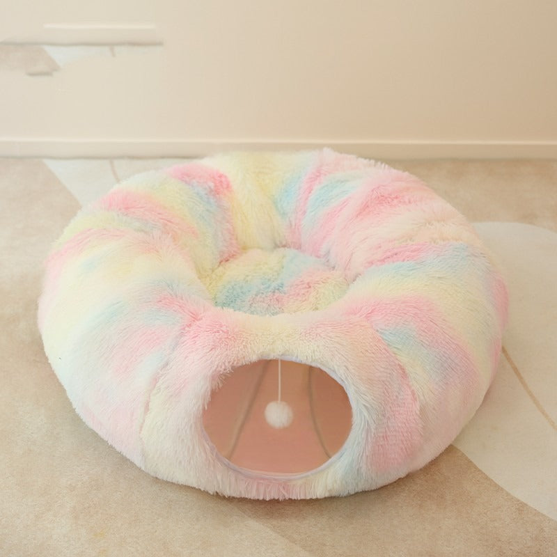 Four Seasons Closed Plush Cat Tunnel Bed