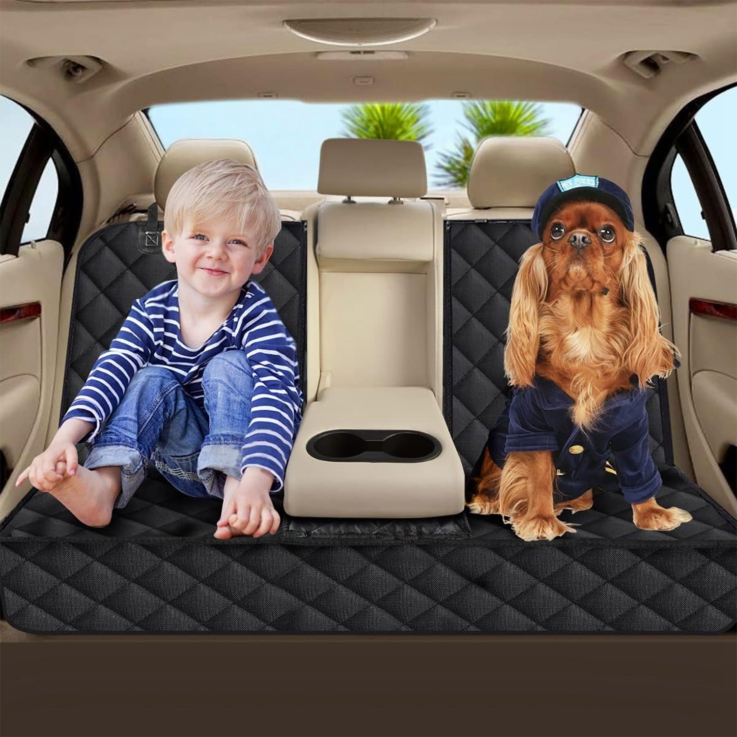 Waterproof Dog Back Seat Cover with Seat Belt