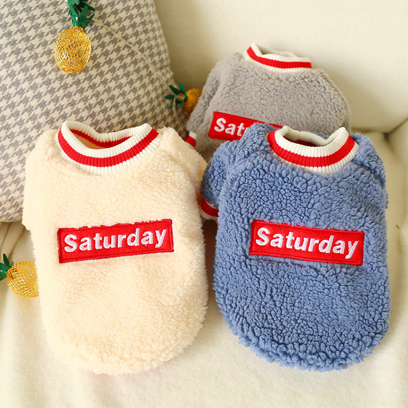 Teddy Dog & Cat Autumn/Winter Fleece Round Neck Outfit