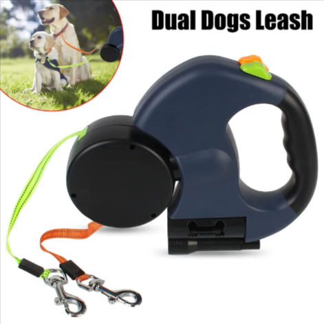 Dual Retractable Dog Leash with Light
