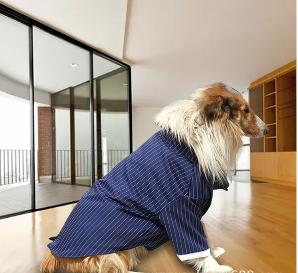 Large Dog Stripe Bow Tie Suit for Golden Retrievers