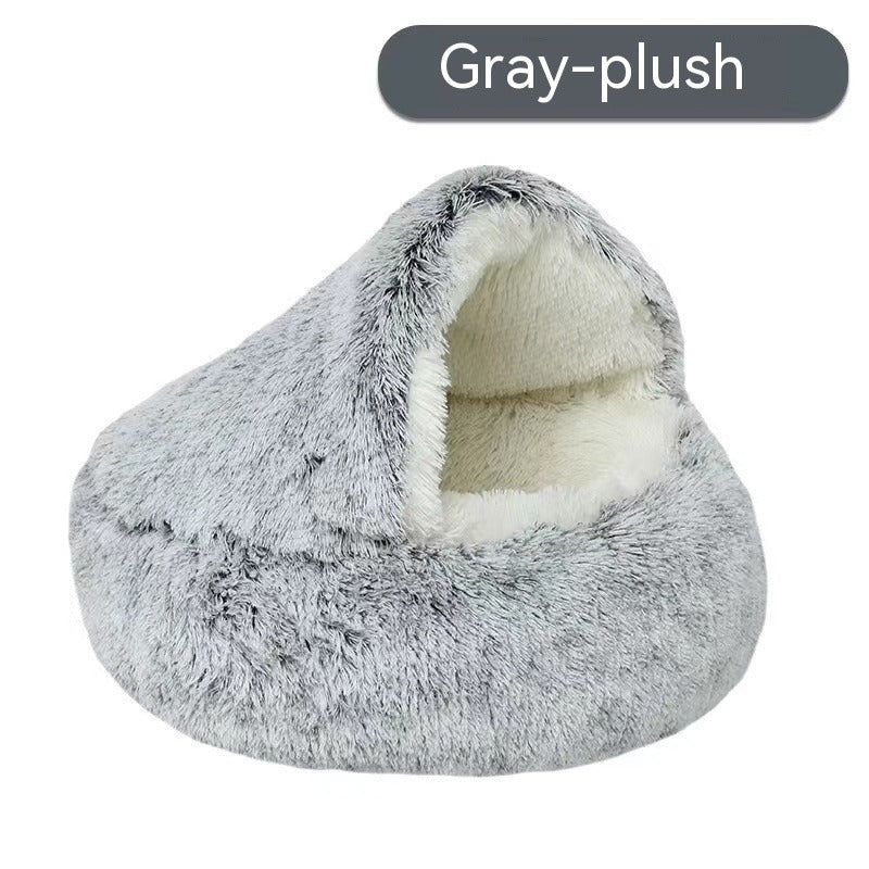 Semi-Closed Cat Bed with Shell Cover for Small Pets