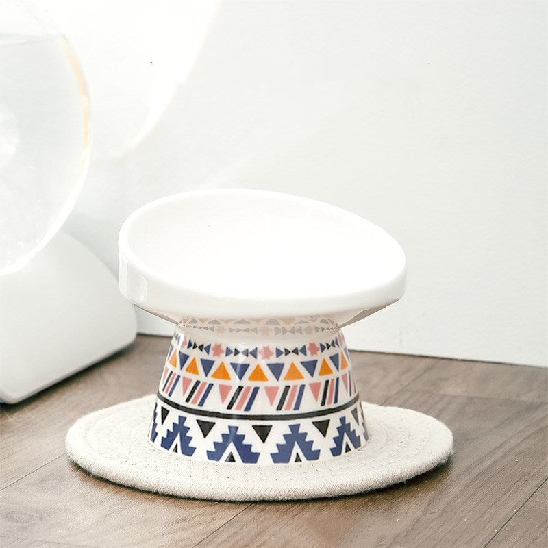 Ceramic Cat Bowl with Elevated Design for Pet Feeding