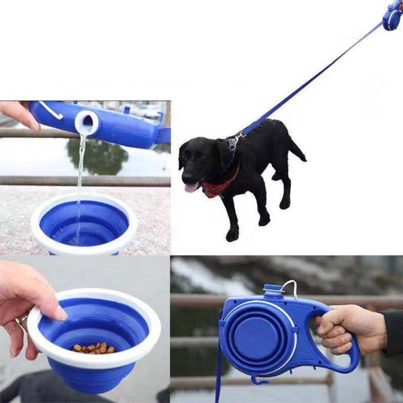 Retractable Dog Leash with Water Bottle