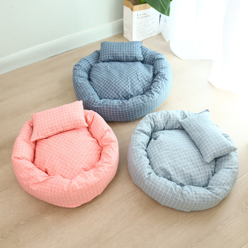 Round Pet Bed for Cats and Dogs - Soft and Stylish
