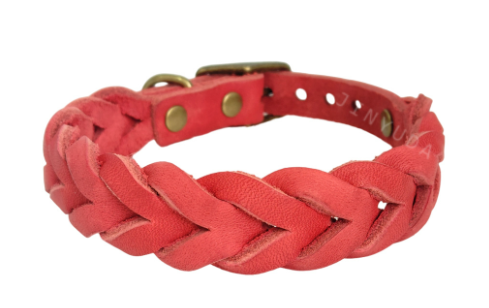 Durable Braided Leather Dog Collar for Small to Medium Dogs