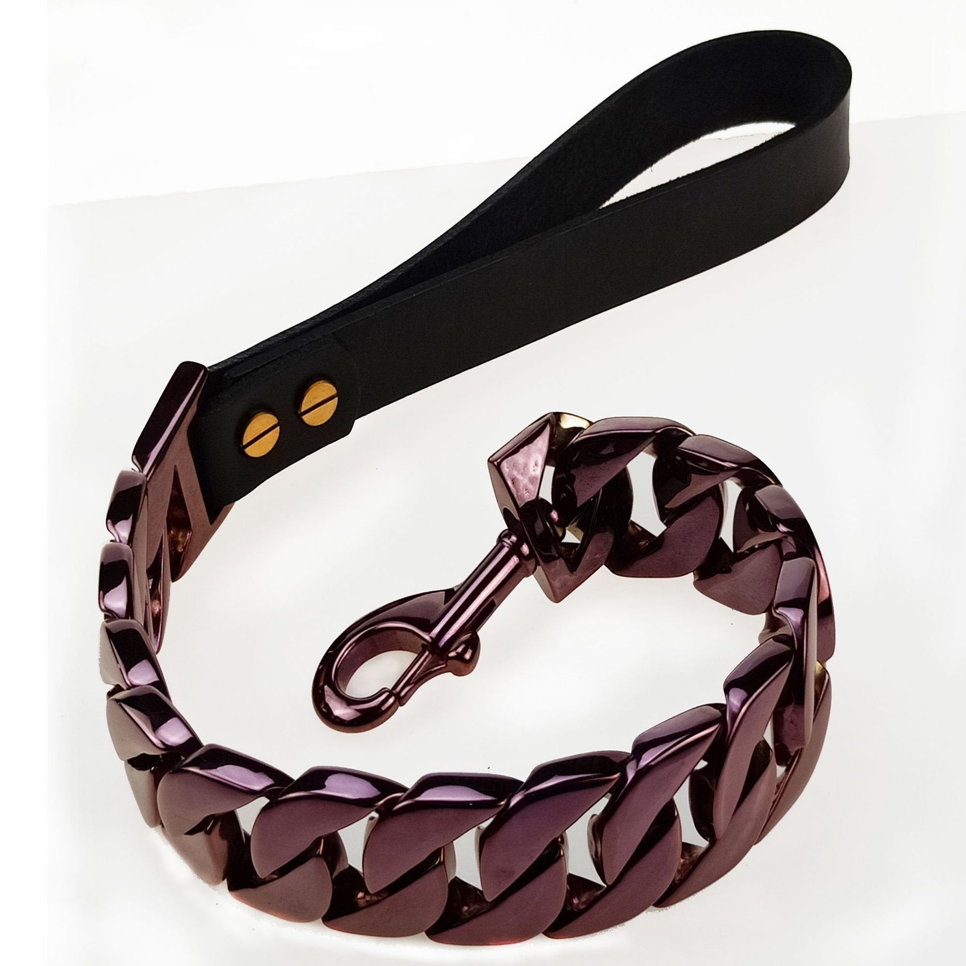 Stainless Steel 32" Pet Traction Chain with Black Handle