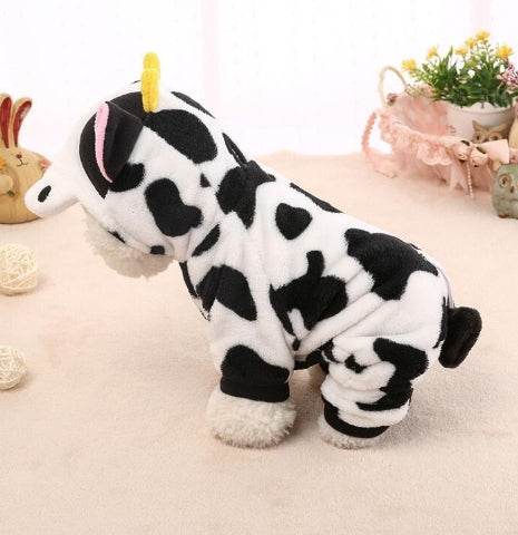 Cute Warm Cow Pajamas for Pets - Teddy, Corgi, and More