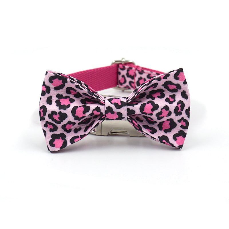 Double-layer Engraved Bowknot Dog Collar for Pets